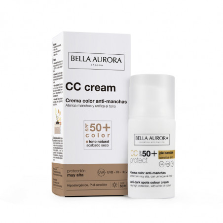 CC Cream gegen Flecken SPF50+. Empfindliche Haut