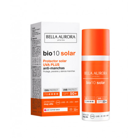 Protetor solar antimanchas UVA-PLUS SPF50+. Pele normal/seca